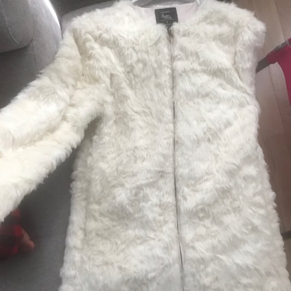 Faux White Fur Jacket